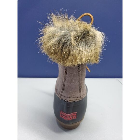 Sperry Top Sider Duck Boots Womens 5 Gray Black Suede Faux Fur Waterproof Rubber - Picture 8 of 12